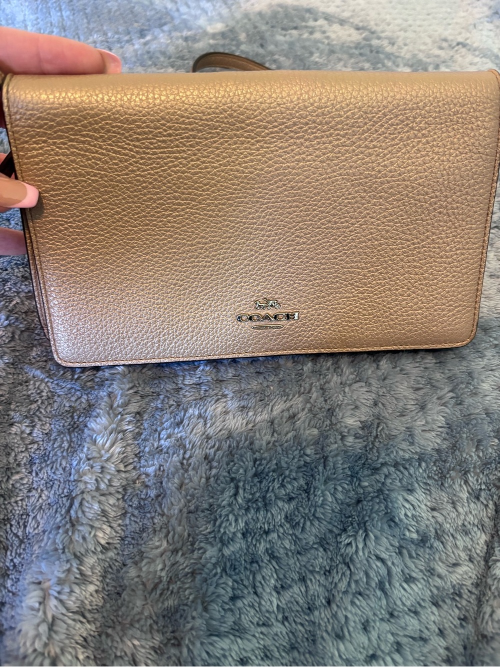Coach Metallic Taupe Pebbled Leather Crossbody